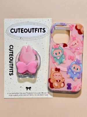 Pink Bow-Tie LABUBU Phone Case