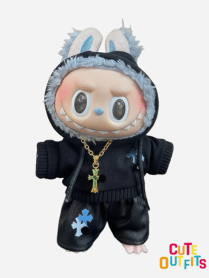 Punk-Style Leather Pants Set LABUBU Doll CLothes